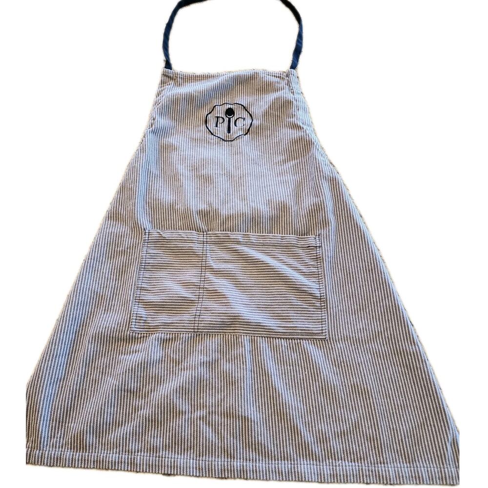 Pampered Chef Consultants Cotton Apron Black White Pinstripe Pockets Cooking Bbq